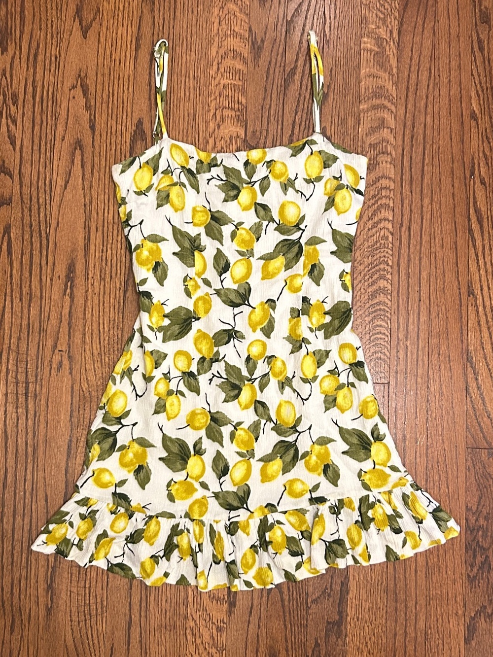 Skylar + Madison White Lemon Print Mini Summer Dress